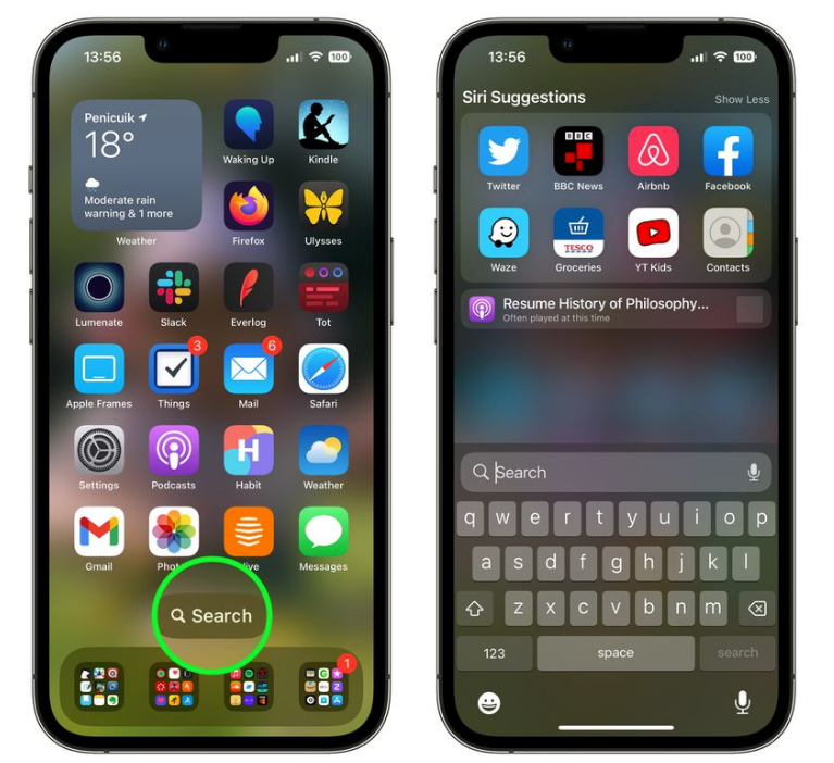洛扎苹果手机维修分享升级到 iOS 16 后，如何删除主屏幕上的搜索按钮 