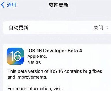 洛扎苹果手机维修分享iOS16 Beta4 更新内容及升级建议 