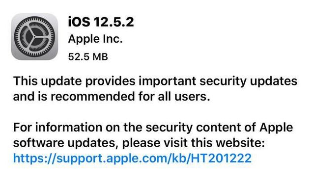 洛扎苹果手机维修分享iOS12.5.2发布，建议所有老苹果用户安装 